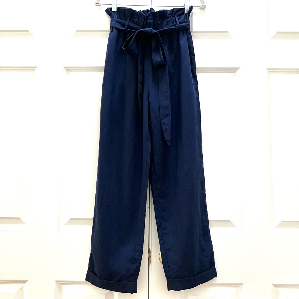 NWT Sancia Lida Pants Paperbag Tie Waist High Waisted Cuffed Tencel Linen Small